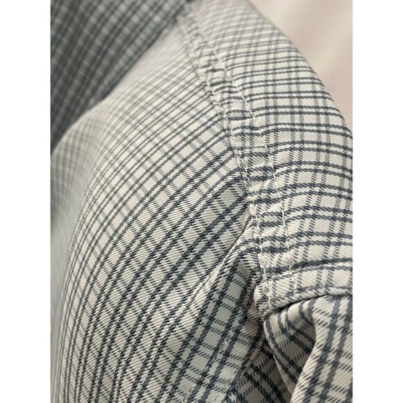AFTCO Shirt Size L Light Checkered Short Sleeve Button-Up Coastal Utility Style - Picture 9 of 11